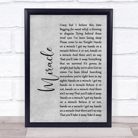Foo Fighters Miracle Rustic Script Grey Song Lyric Quote Print