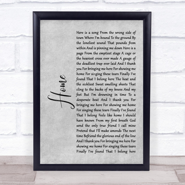 Depeche Mode Home Rustic Script Grey Song Lyric Quote Print