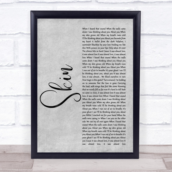 Rag'n'Bone Man Skin Rustic Script Grey Song Lyric Print