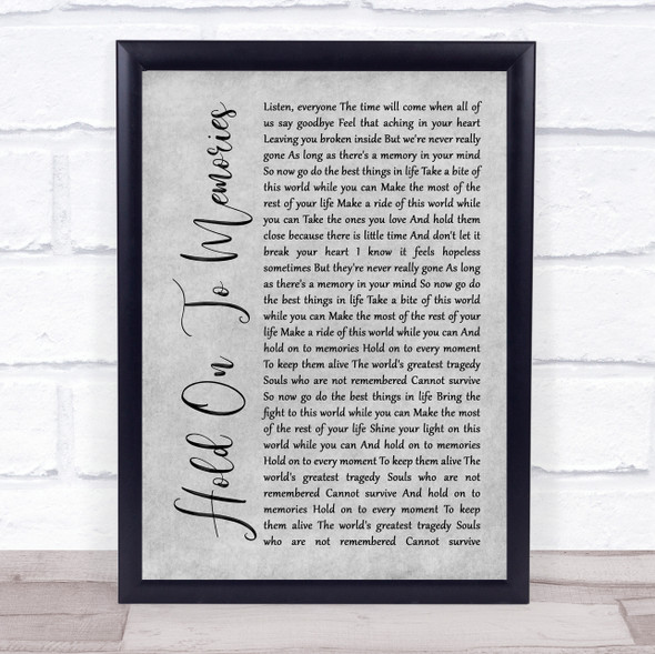 Disturbed Hold On To Memories Grey Rustic Script Song Lyric Quote Music Print