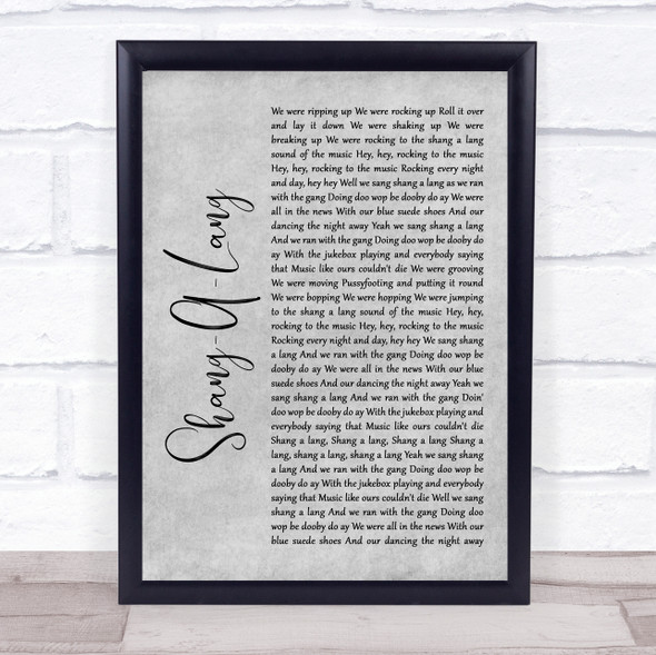 Bay City Rollers Shang-A-Lang Grey Rustic Script Song Lyric Quote Music Print