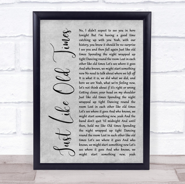 Jon Pardi Just Like Old Times Grey Rustic Script Song Lyric Print