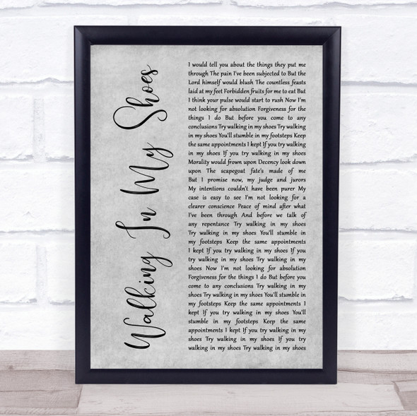 Depeche Mode Walking In My Shoes Grey Rustic Script Song Lyric Print