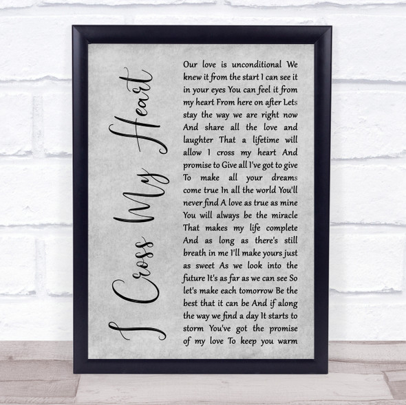 George Strait I Cross My Heart Grey Rustic Script Song Lyric Print