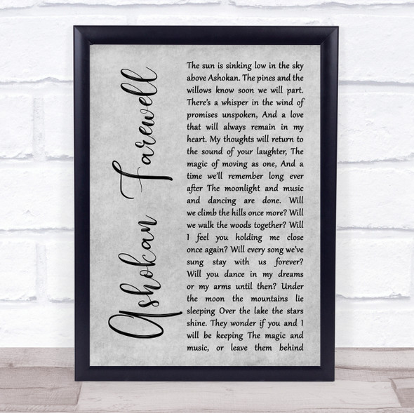 Jay Ungar Ashokan Farewell Grey Rustic Script Song Lyric Print