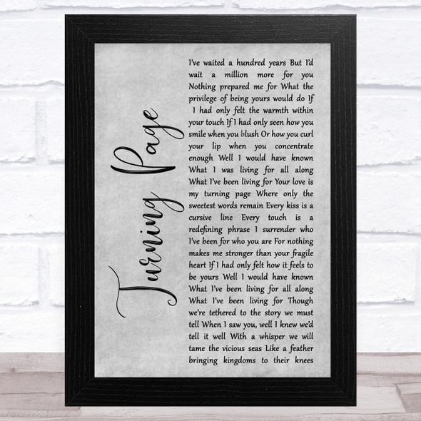 Sleeping At Last Turning Page Grey Rustic Script Song Lyric Music Art Print