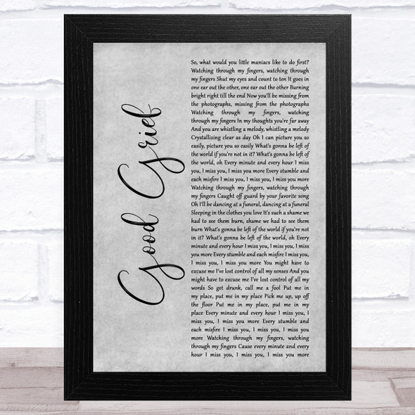 Bastille Good Grief Grey Rustic Script Song Lyric Music Art Print