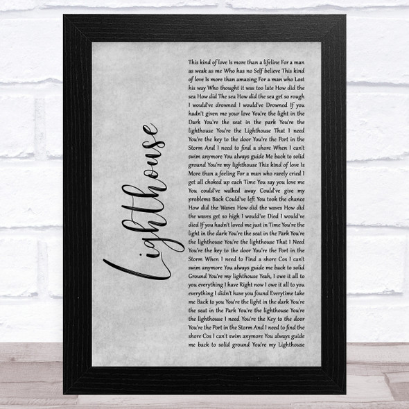 Westlife Lighthouse Grey Rustic Script Song Lyric Music Art Print