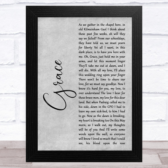 Jim McCann Grace Grey Rustic Script Song Lyric Music Art Print