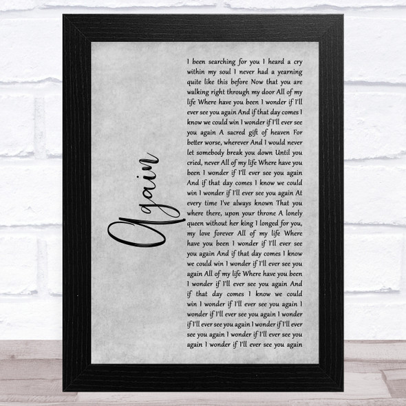 Lenny Kravitz Again Grey Rustic Script Song Lyric Music Art Print