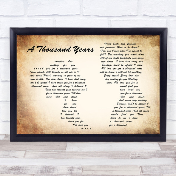 Christina Perri A Thousand Years Man Lady Couple Song Lyric Quote Print