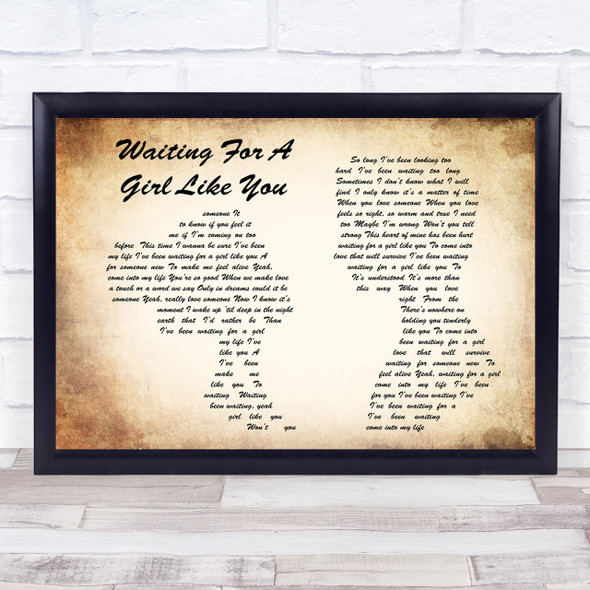 Foreigner Waiting For A Girl Like You Man Lady Couple Song Lyric Quote Print