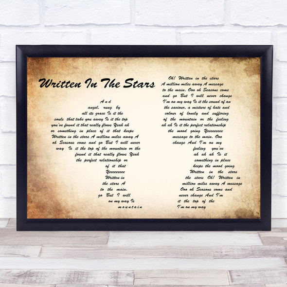 Tinie Tempah Written In The Stars Man Lady Couple Song Lyric Quote Print