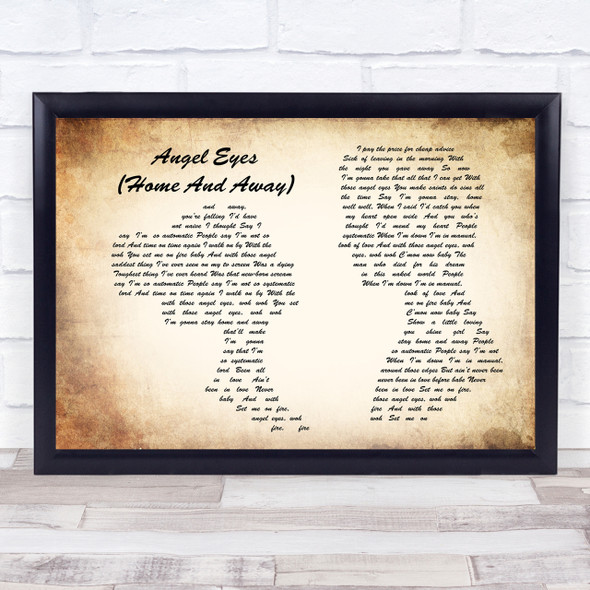 Wet Wet Wet Angel Eyes (Home And Away) Man Lady Couple Song Lyric Quote Print