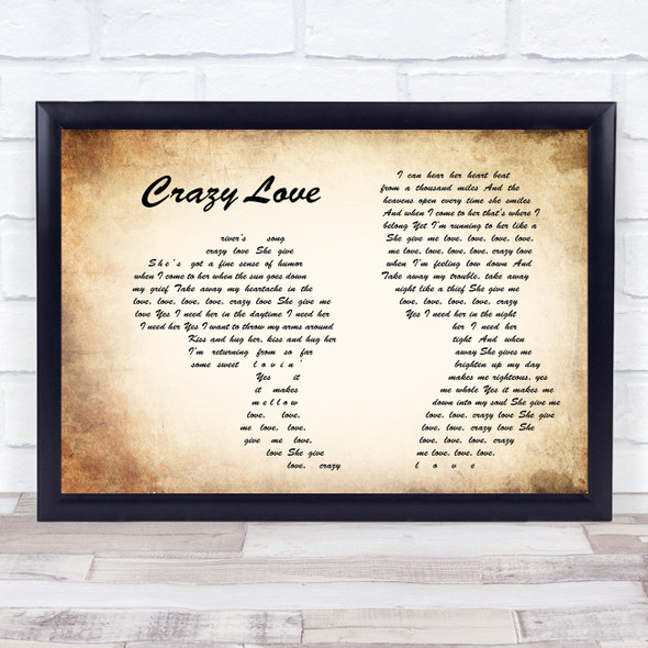 Van Morrison Crazy Love Man Lady Couple Song Lyric Print