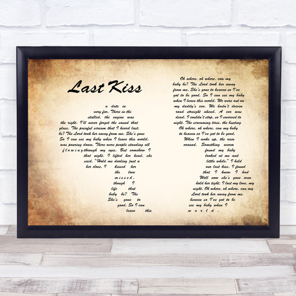 Pearl Jam Last Kiss Man Lady Couple Song Lyric Print