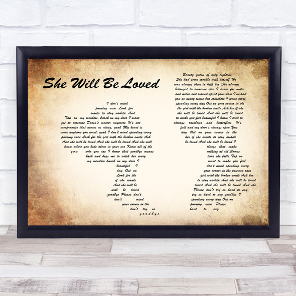 Maroon 5 She Will Be Loved Man Lady Couple Song Lyric Music Art Print