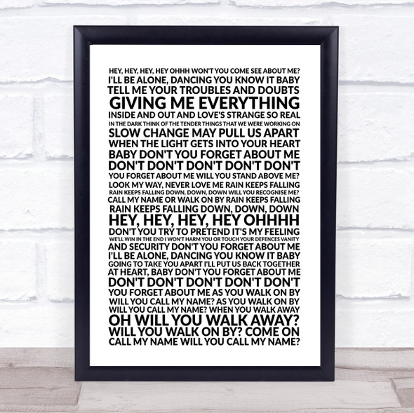 Simple Minds Don't You (Forget About Me) Lyric Art Song Lyric Wall Art Print