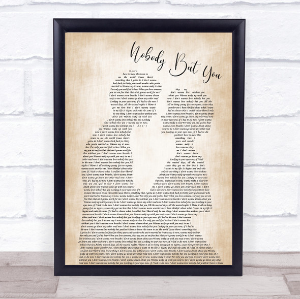 Blake Shelton Nobody But You Man Lady Bride Groom Wedding Song Lyric Wall Art Print