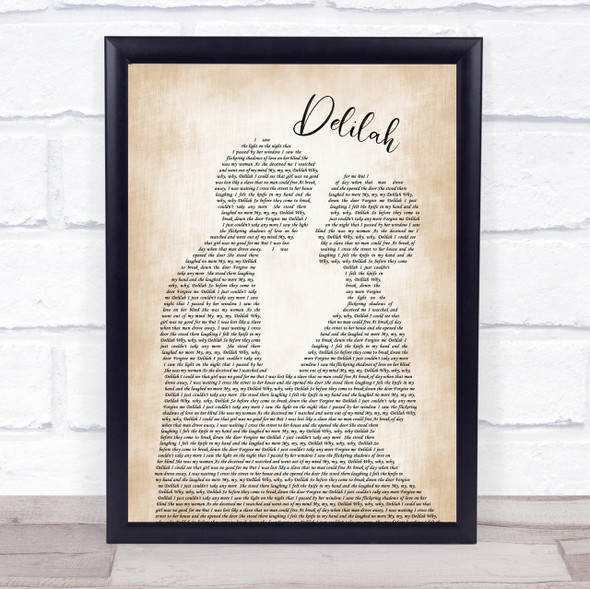 Tom Jones Delilah Man Lady Bride Groom Wedding Song Lyric Quote Print