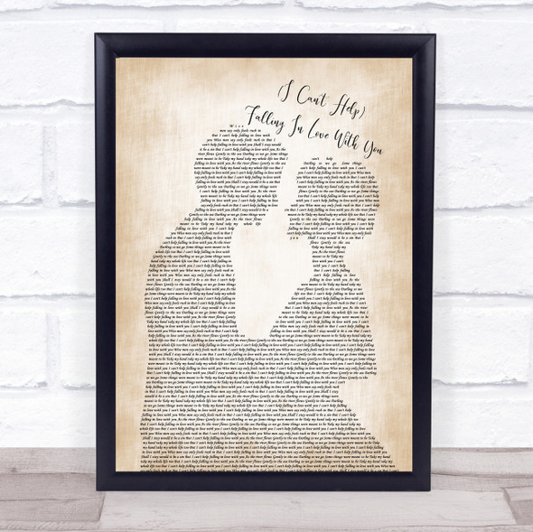 UB40 I Can't Help Falling In Love With You Bride Groom Song Lyric Quote Print