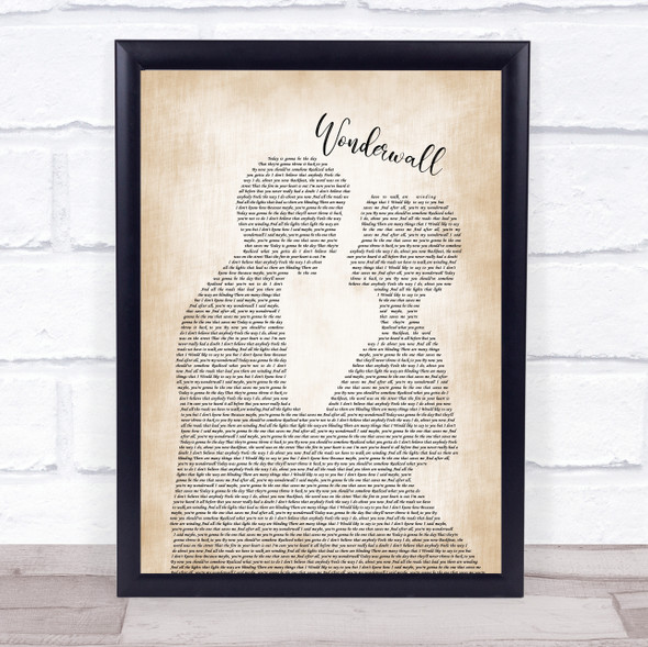 Oasis Wonderwall Man Lady Bride Groom Wedding Song Lyric Quote Print