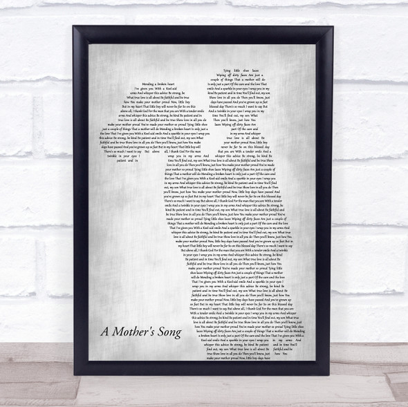 T Carter A Mother's Song Mother & Child Grey Song Lyric Print