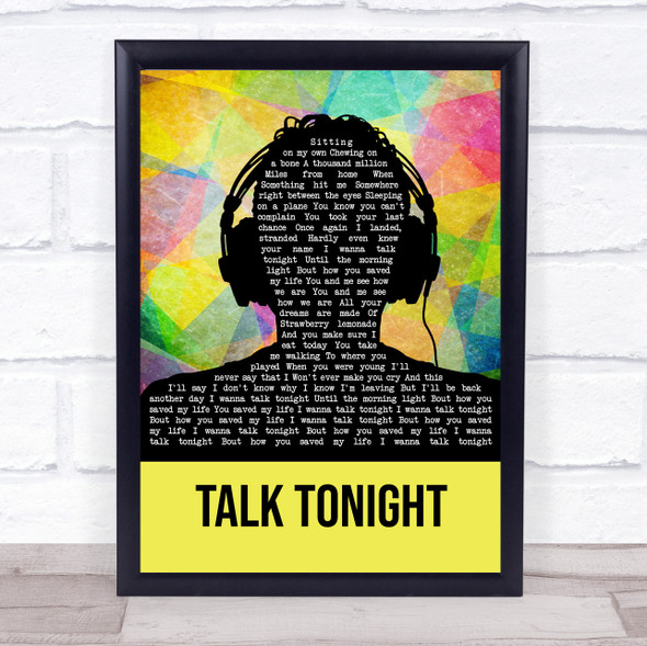 Oasis Talk Tonight Multicolour Man Headphones Song Lyric Quote Music Print