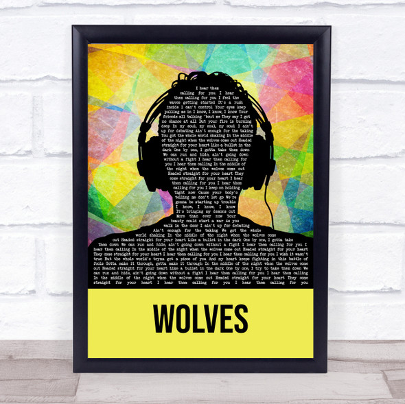 One Direction Wolves Multicolour Man Headphones Song Lyric Quote Music Print