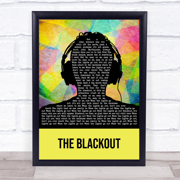 U2 The Blackout Multicolour Man Headphones Song Lyric Print