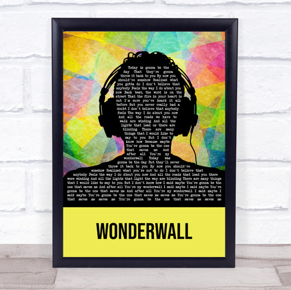 Oasis Wonderwall Multicolour Man Headphones Song Lyric Print