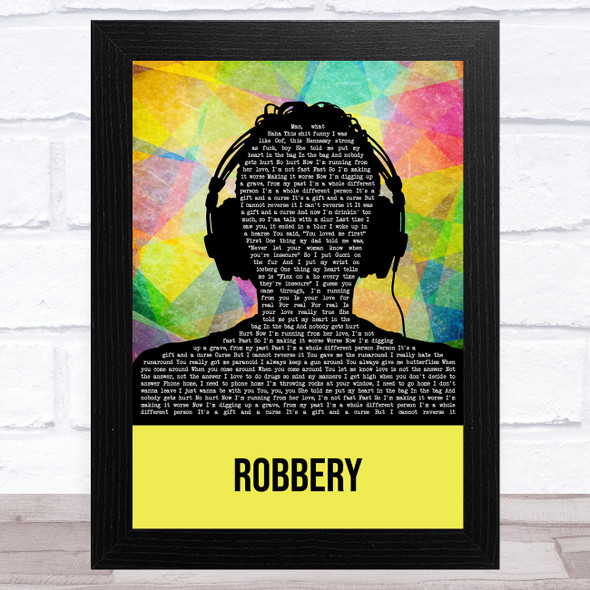 Juice WRLD Robbery Multicolour Man Headphones Song Lyric Music Art Print