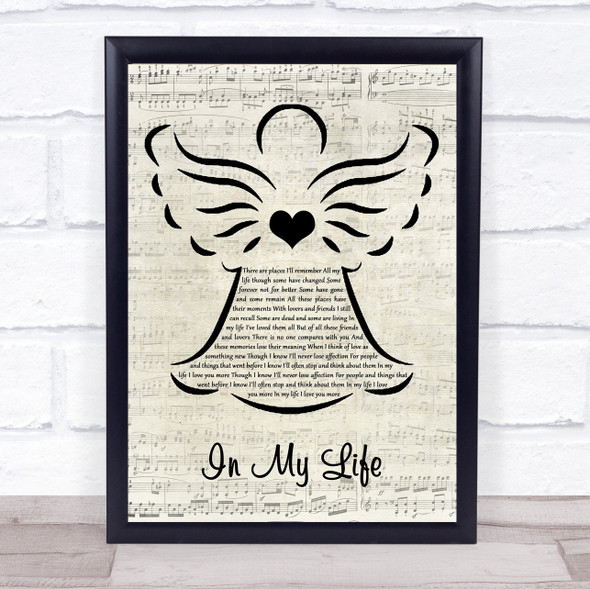 The Beatles In My Life Music Script Angel Song Lyric Quote Music Print