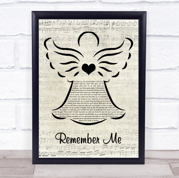 Diana Ross Remember Me Music Script Angel Song Lyric Wall Art Print