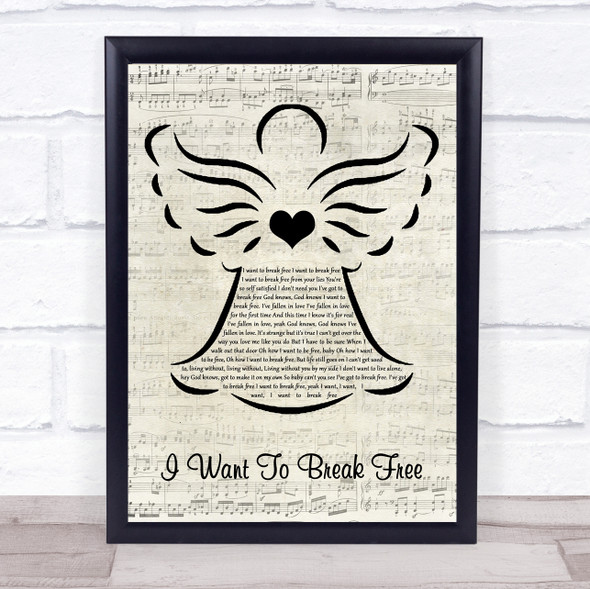 Queen I Want To Break Free Music Script Angel Song Lyric Print