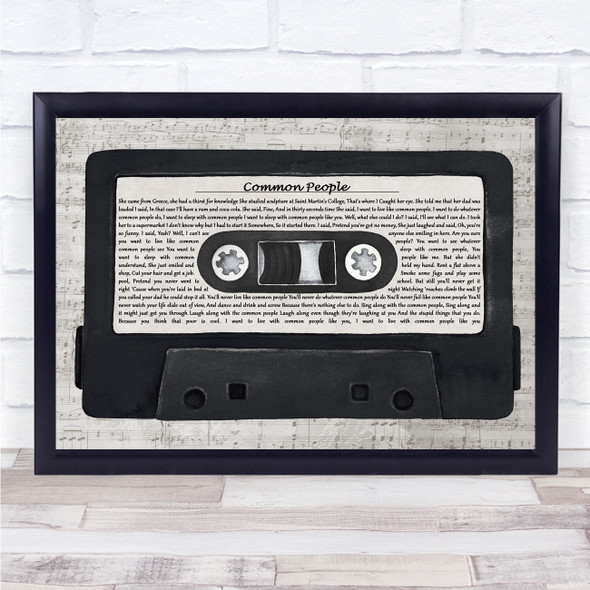 Pulp Common People Music Script Cassette Tape Song Lyric Print