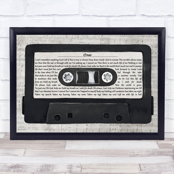 Metallica One Music Script Cassette Tape Song Lyric Print