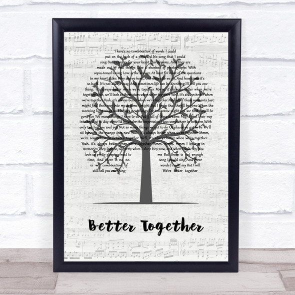 Jack Johnson Better Together Music Script Tree Song Lyric Quote Music Print