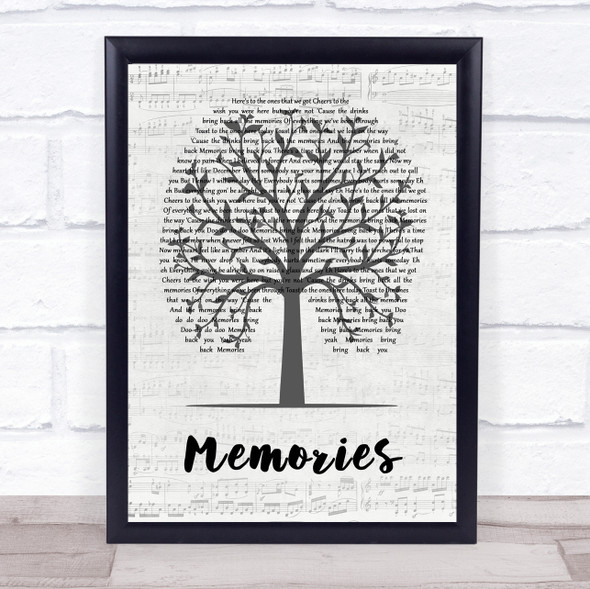 Maroon 5 Memories Music Script Tree Song Lyric Quote Music Print