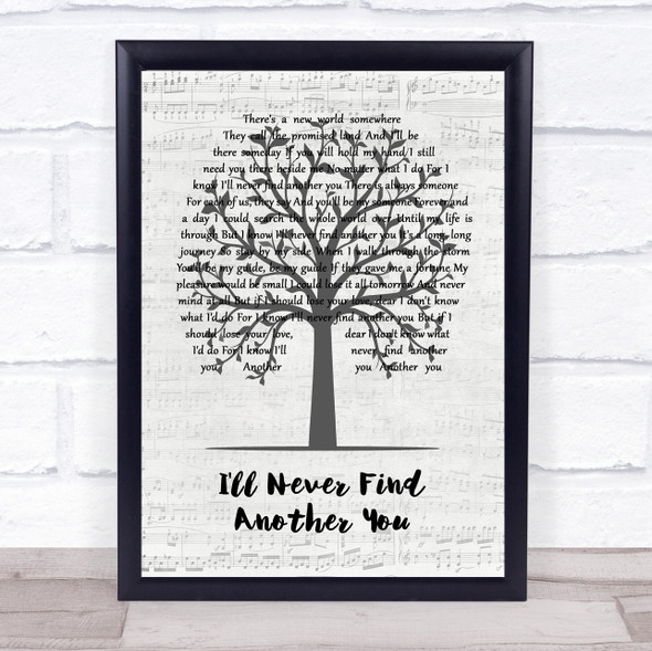 The Seekers I'll Never Find Another You Music Script Tree Song Lyric Wall Art Print