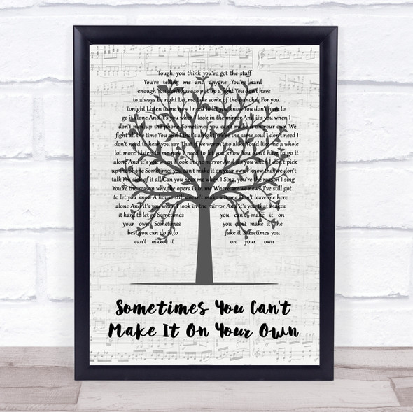 U2 Sometimes You Can't Make It On Your Own Music Script Tree Song Lyric Print