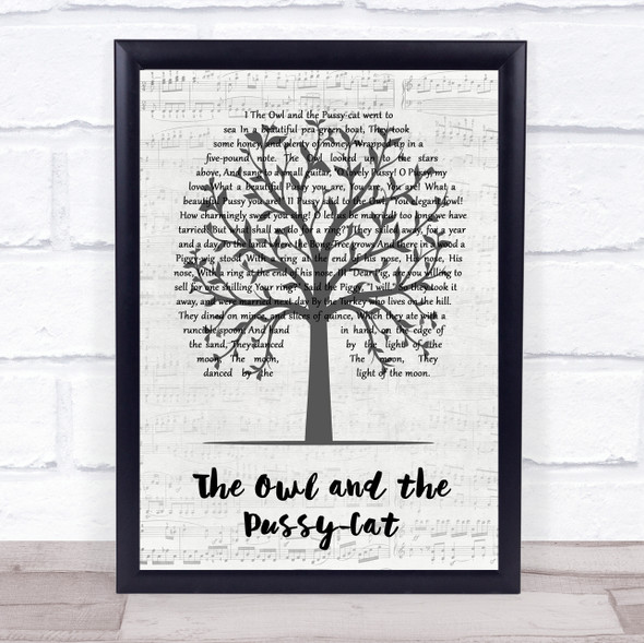 The Owl and the Pussy-Cat Music Script Tree Song Lyric Print