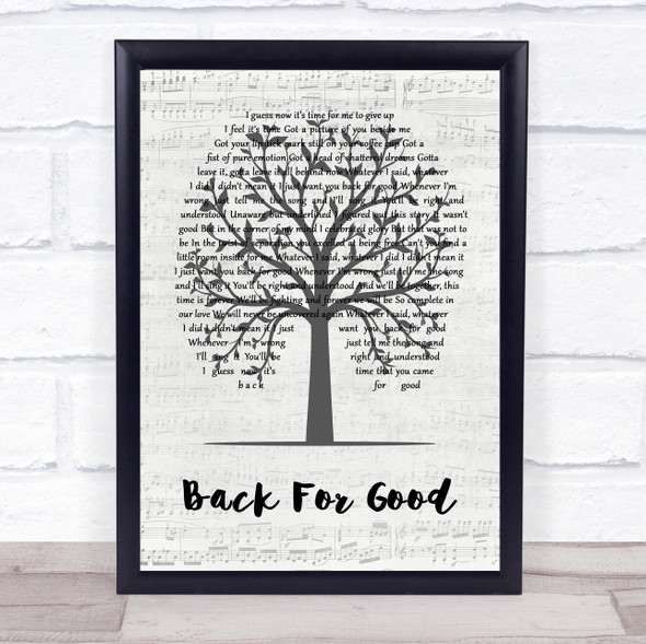 Take That Back For Good Music Script Tree Song Lyric Print