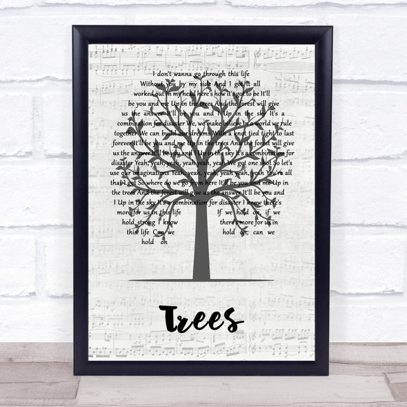 Lovehammers Trees Music Script Tree Song Lyric Print