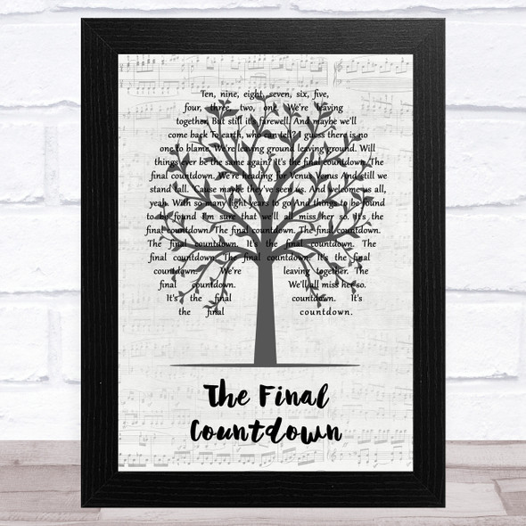 Europe The Final Countdown Music Script Tree Song Lyric Music Art Print