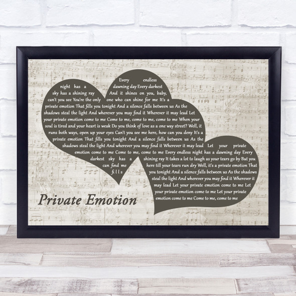 Ricky Martin Private Emotion Landscape Music Script Two Hearts Song Lyric Print