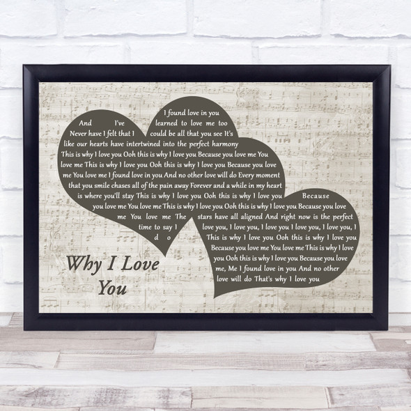 MAJOR Why I Love You Landscape Music Script Two Hearts Song Lyric Print