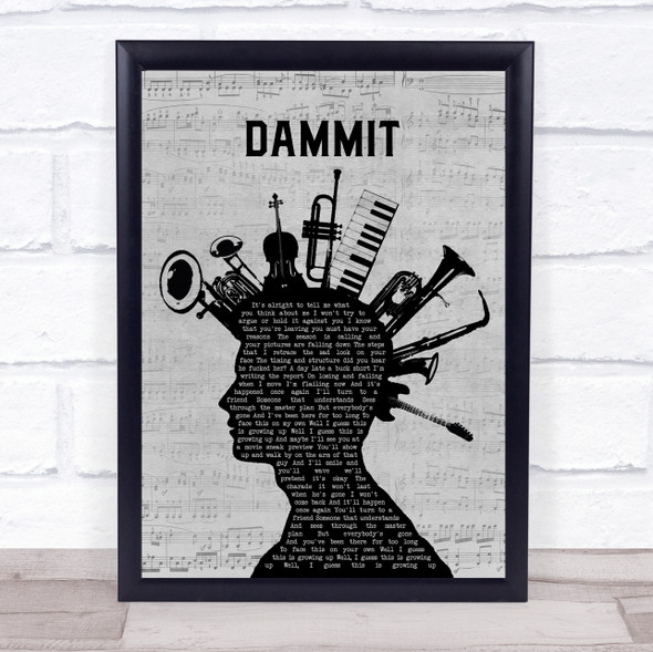 Blink-182 Dammit Musical Instrument Mohawk Song Lyric Quote Music Print