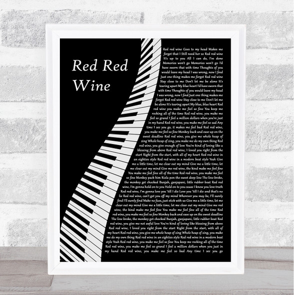 UB40 Red Red Wine Piano Song Lyric Wall Art Print