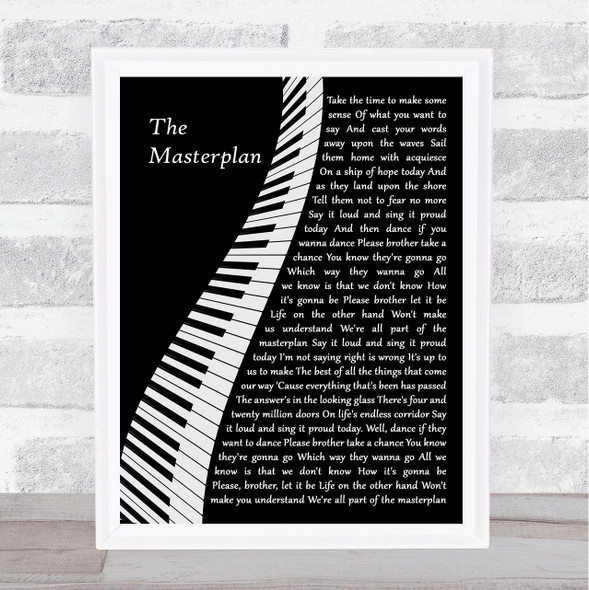Oasis The Masterplan Piano Song Lyric Print